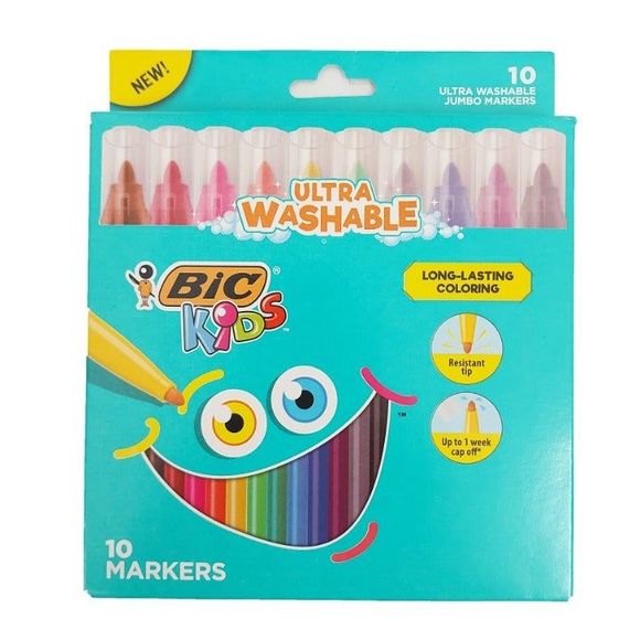 Bic Wasable Markers Kids Coloring Drawing 2 Boxes of 10 - Picture 2 of 3